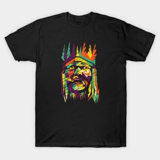 Shaman Warrior Tribal Style Modern Colors T-Shirt